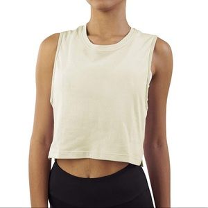 Cropped Workout Muscle Tank w/Mesh Back